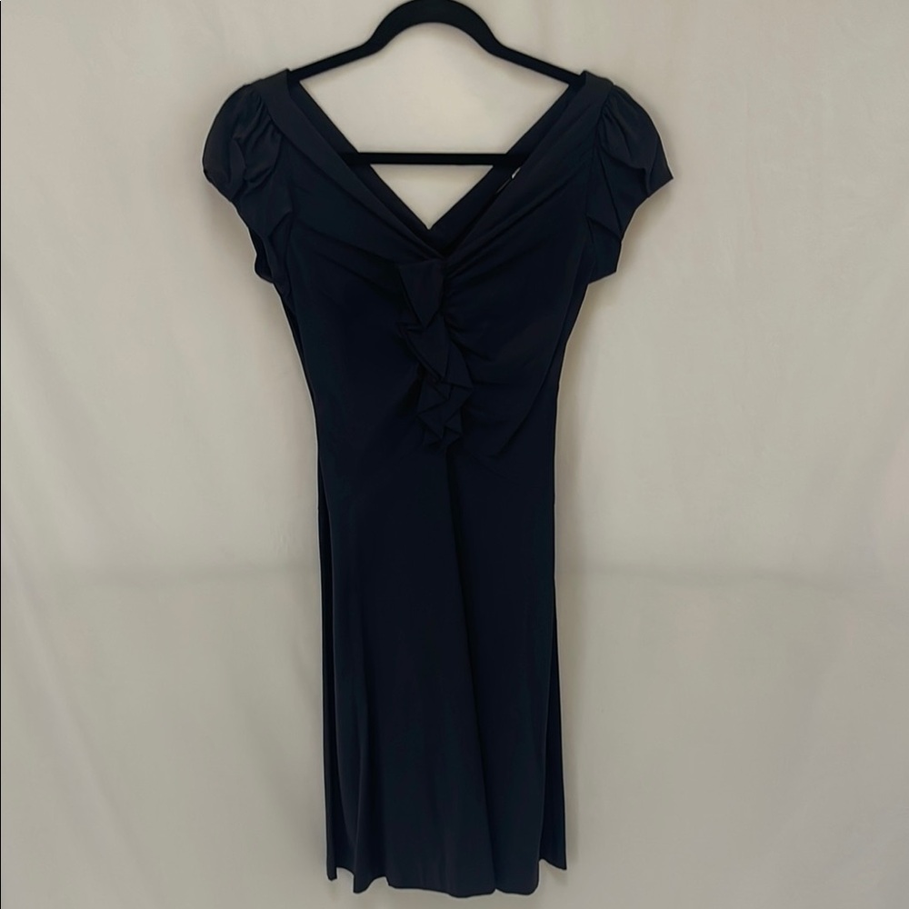 Elegant DVF Navy V-Neck Dress